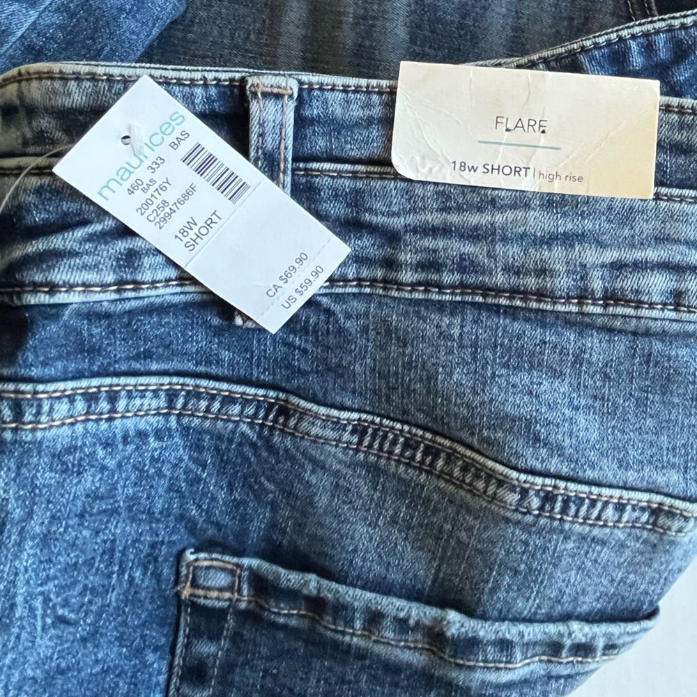 m jeans by maurices Flare High Rise Double Button Denim Jeans 18W - Picture 13 of 15